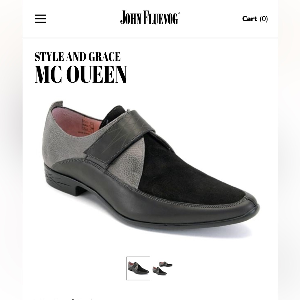 John Fluevog “Mcqueen” Loafers Style And Grace Collection Black & Gray Size 12